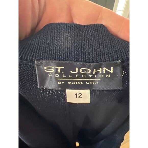 St. John Collection by Marie Gray size 12 navy blue knit pants - Picture 3 of 4